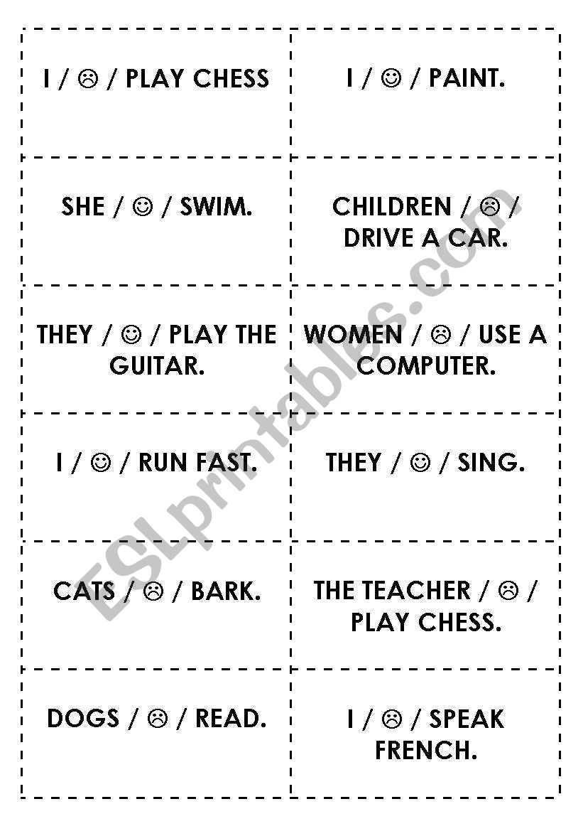 can / can`t worksheet